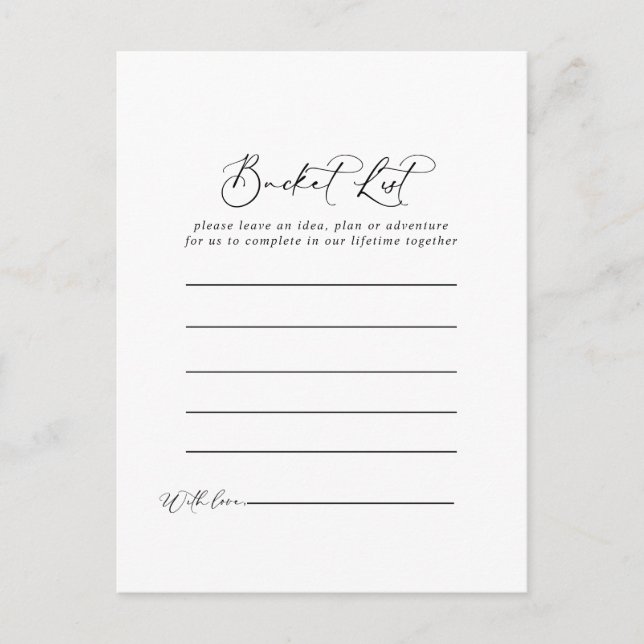 Idyllic Stylish Calligraphy Bucket List Cards (Front)