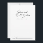 Idyllic Stylish Calligraphy Wedding Well Wishes  Advice Card<br><div class="desc">This idyllic stylish calligraphy wedding well wishes advice card is perfect for a rustic wedding. The simple and elegant design features classic and fancy script typography in black and white. These cards are perfect for a wedding, bridal shower, baby shower, graduation party & more. Personalize the cards with the names...</div>