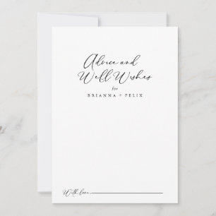 Idyllic Stylish Calligraphy Wedding Well Wishes Advice Card