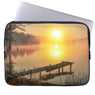 Idyllic Sunrise   Misty Mountain Lake, Bulgaria Laptop Sleeve