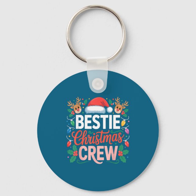 Ie Christmas Crew Santa Hat Holiday Art Matching F Keychain (Front)