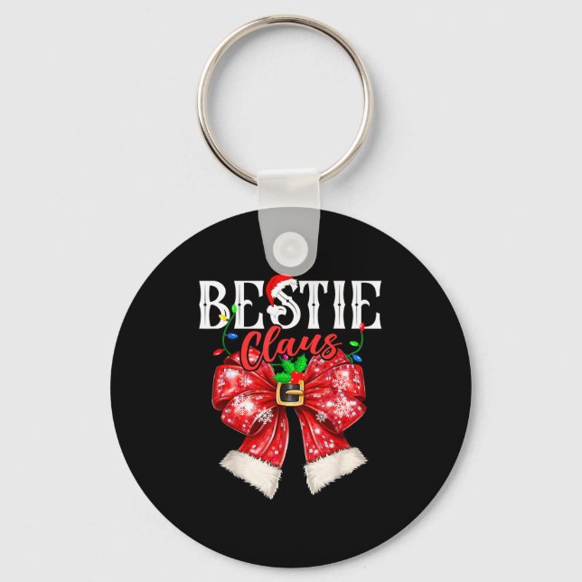 Ie Claus Friend Couples Coquette Bow Xmas Lights  Keychain (Front)