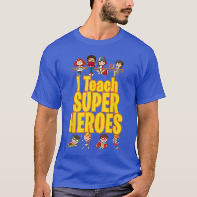 Ieach Super Heroes Comic Book Heroeacher Funny Sch T-Shirt (Front)