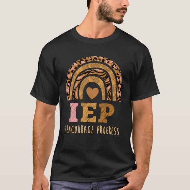 IEP I Encourage Progress Back to School Leopard Ra T-Shirt (Front)