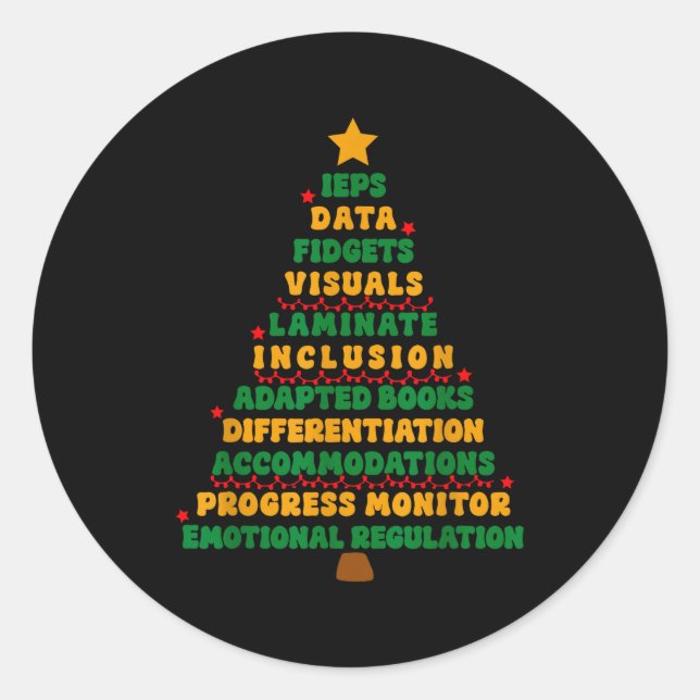 Ieps Teacher Christmas Tree Special Education Sped Classic Round Sticker (Front)