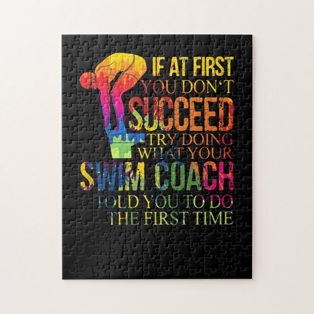 If At First You Don't Succeed Try Doing Swim Coach Jigsaw Puzzle (Vertical)