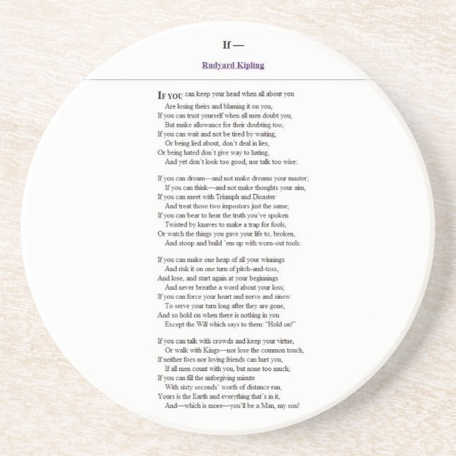 If_by_Rudyard_Kipling.JPG Coaster (Front)