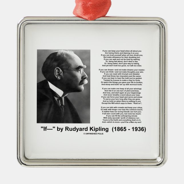 If- by Rudyard Kipling Motivational Advice Poem Metal Ornament (Front)