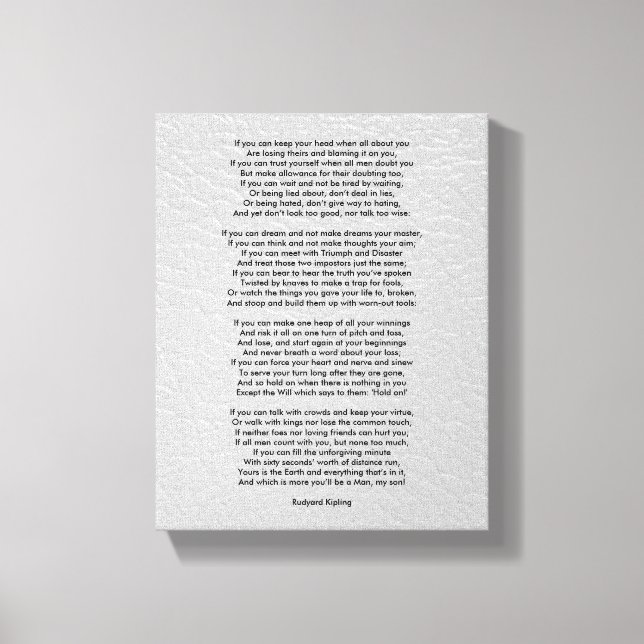 If by Rudyard Kipling small Canvas Print (Front)