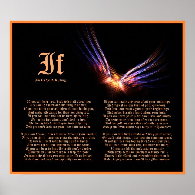 If by Rudyard Kipling with Phoenix Firebird Print (Front)