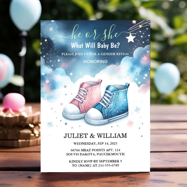 If Cloud Twinkle Twinkle Little Star Gender Reveal Invitation (Creator Uploaded)