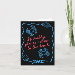 If Crabby Please Return To Beach Coquette Bow Card