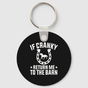 If cranky return to the barn funny horse horseshoe keychain
