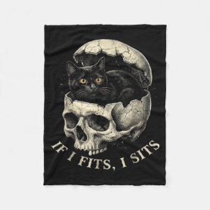 If fits sit black cat gothic skull and cat lover fleece blanket