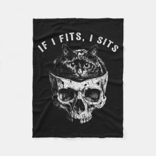 If fits sits black cat skull gothic dark meme fleece blanket