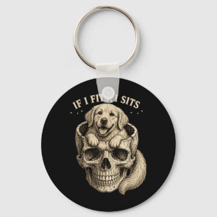 If Fits Sits Golden Retriever Skull Dark Gothic Keychain