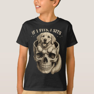 If Fits Sits Golden Retriever Skull Dark Gothic T-Shirt
