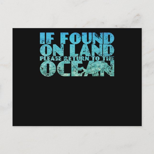 If Found On Land Funny Apnea Diver Snorkeler Postcard (Front)