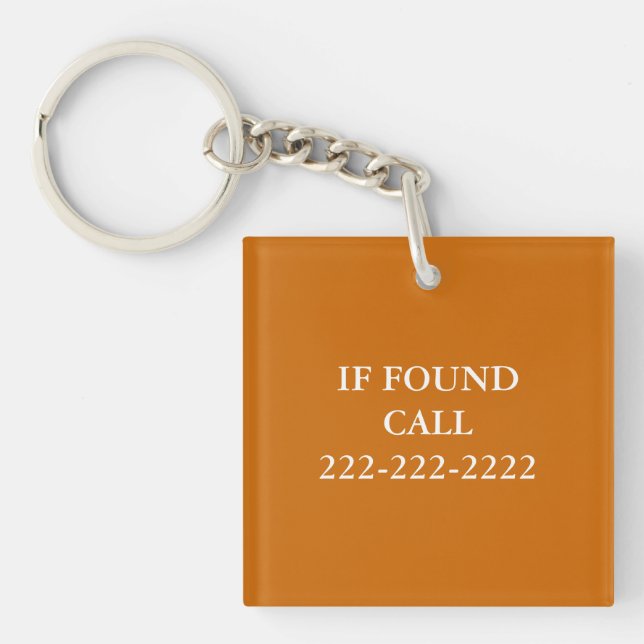 IF FOUND Phone Number Monogram Lost and Found Keychain (Front)