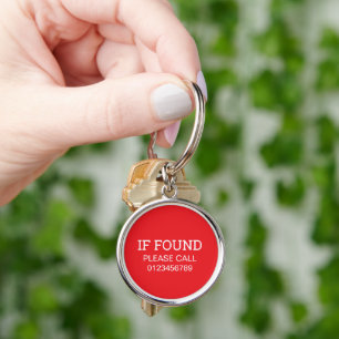 If Found Please Call This Number Premium Template Keychain