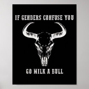 If Genders Confuse You Go Milk A Bull (on Back) Poster