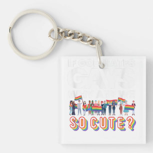 If God Hates Gay Why Are We So Cute Rainbow Flag G Keychain