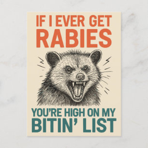 If I Ever Get Rabies – Fierce Animal Humor Design Holiday Postcard