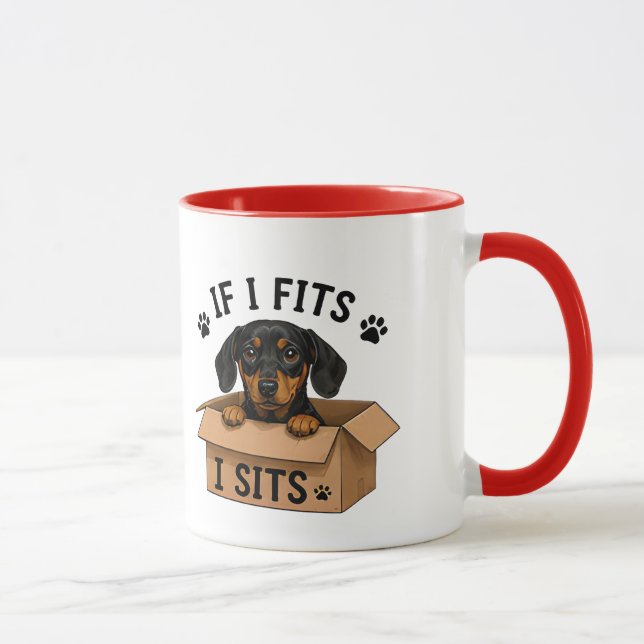 🐾 If I Fits I Sits Funny Dog Quote 🐾 Mug (Right)