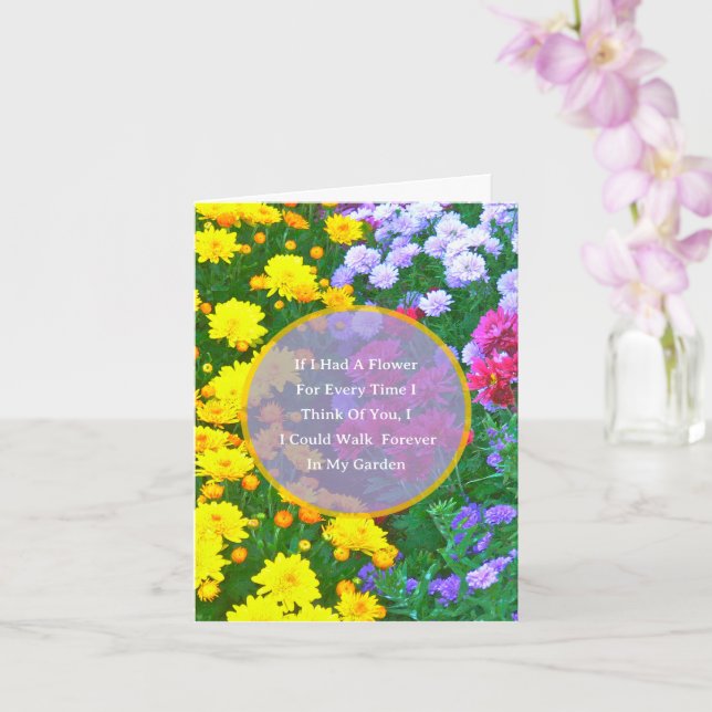 If I Had A Flower For Every Time I Think Of You  Card (Orchid)