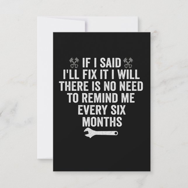 If I Said I'll Fix it I Will Funny Mechanic Gift  Thank You Card (Front)