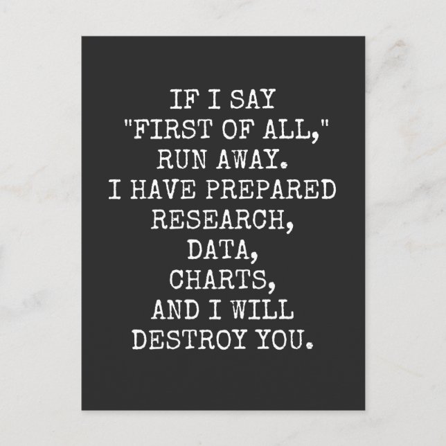 If I say First of all, run away, Holiday Postcard (Front)