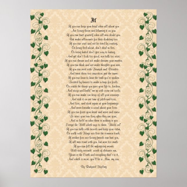 If inspirational poetry by Rudyard Kipling Poster (Front)