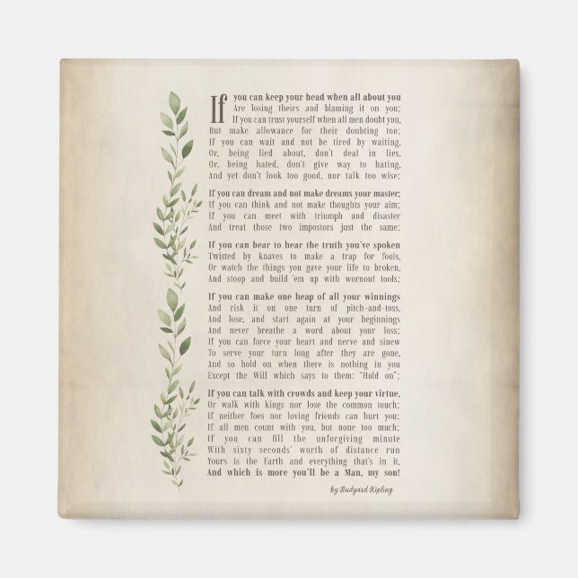 IF, Inspired poem of Rudyard Kipling  Magnet (Front)