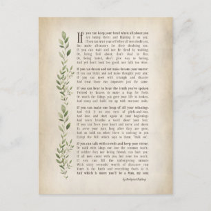 IF, Inspired poem of Rudyard Kipling Postcard