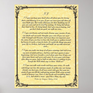 IF Inspiring Poem for Young Men by Rudyard Kipling Poster