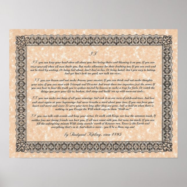 IF Inspiring Poem for Young Men by Rudyard Kipling Poster (Front)