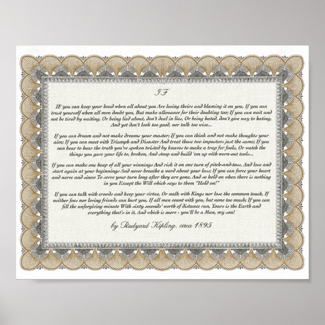 IF Inspiring Poem for Young Men by Rudyard Kipling Poster (Front)