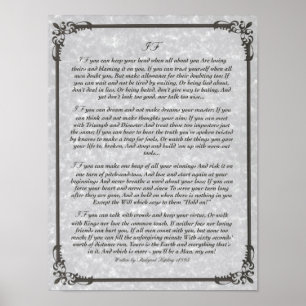 IF Inspiring Poem for Young Men by Rudyard Kipling Poster