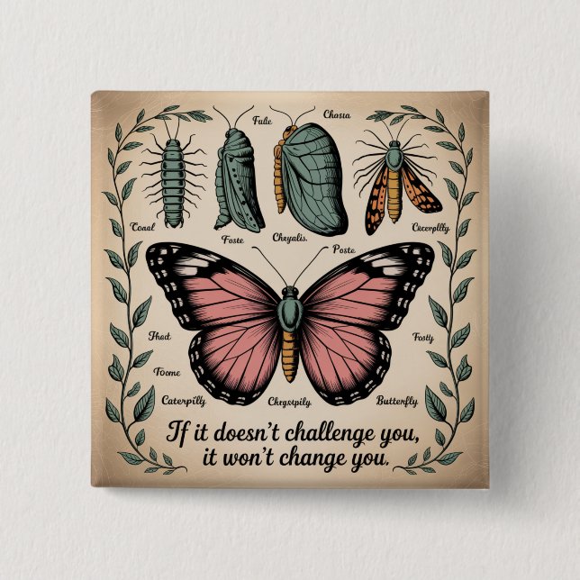 If It Doesn't Challenge You, It Won't Change You 2 Inch Square Button (Front)