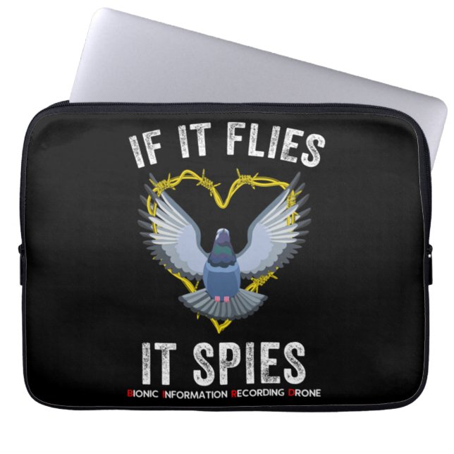 If It Flies It Spies Birds Are Not Real Funny Dron Laptop Sleeve (Front)
