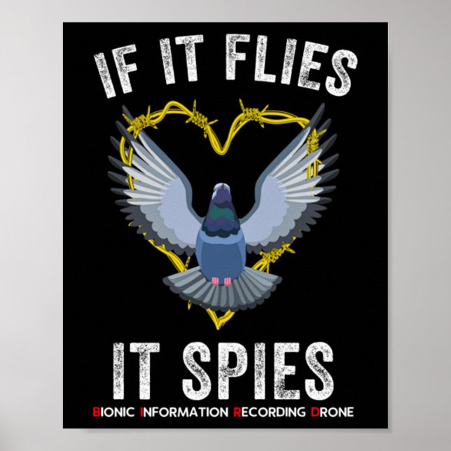 If It Flies It Spies Birds Are Not Real Funny Dron Poster (Front)