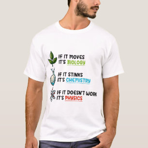 If It Moves It’s Biology Funny Science Joke Design T-Shirt