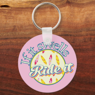 If it swells ride it custom name surfing pink keychain