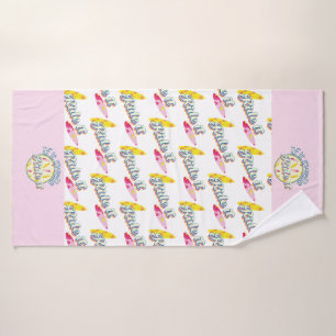 If it swells ride it surfing pink girly bath towel set