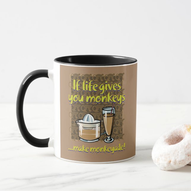 If life gives you monkeys Brown BG Mug (With Donut)