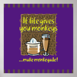 If life gives you monkeys Purple BG Poster