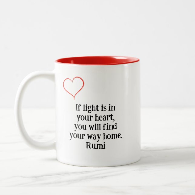If Light Is In Your Heart - Rumi Two-Tone Coffee Mug (Left)