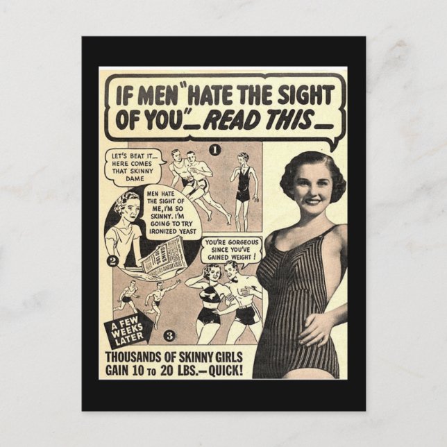 “If Men Hate The Sight Of You” Retro Ad Postcard (Front)