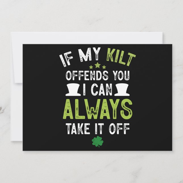 If My Kilt Offends You Funny St. Patrick's Day  Invitation (Front)