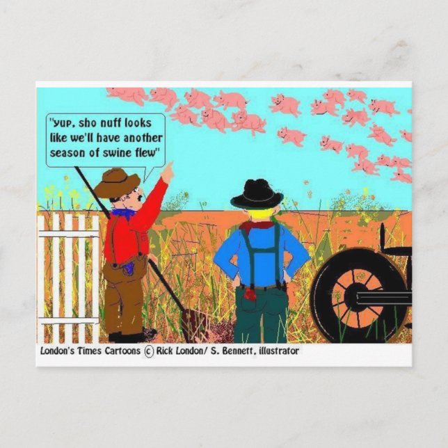 If Pigs Flew Funny Cartoon Gifts & Collectibles Postcard (Front)